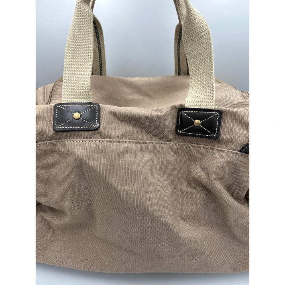 Eddie Bauer Ford Collaboration Tan Canvas Leather Duffel Bag Weekender Travel